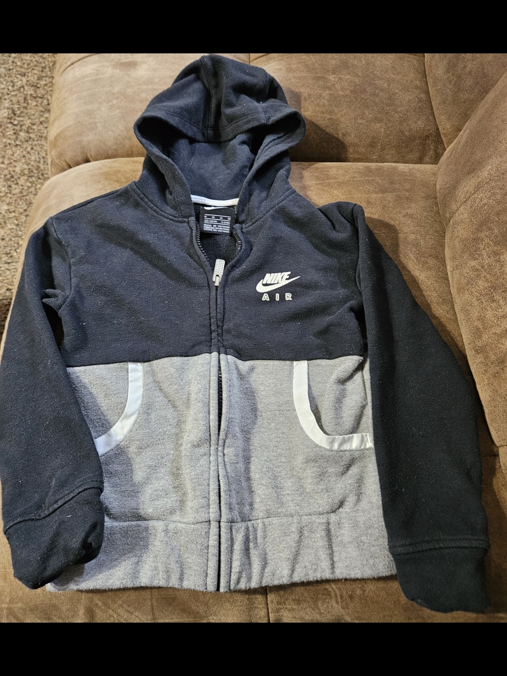Nike Kids' Colorblocked Hooded Zip Sweatshirt - Black & Gray 6M Zipper